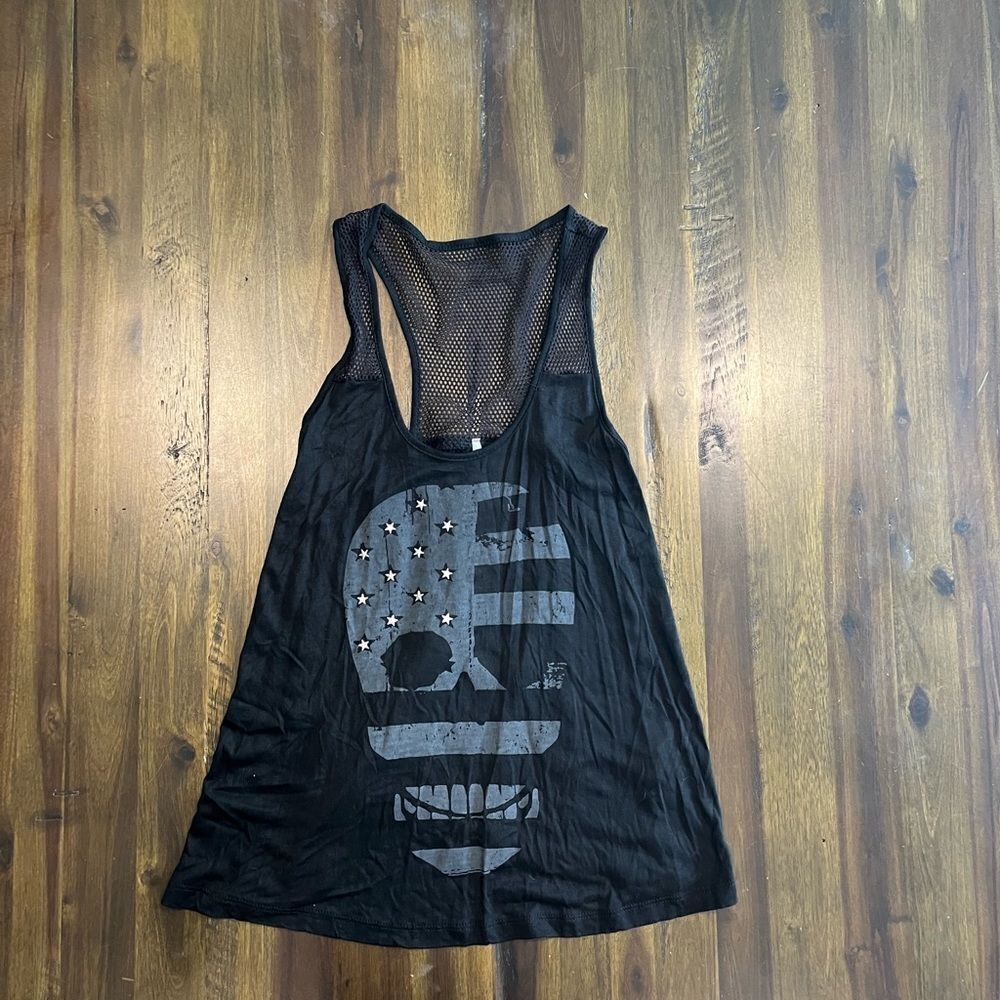 Heart and Hips Skull Print Flowy Tank Top